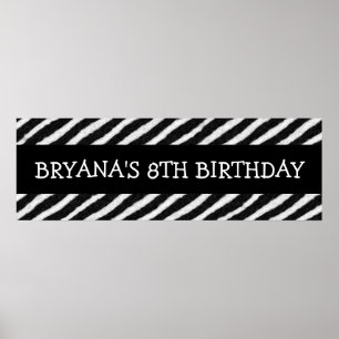 Zebra Strepen Print Custom Verjaardagsfeest Banner
