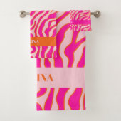 Zebra Strepen Roze Sinaasappel Wild Animal Print - Bad Handdoek (Insitu)