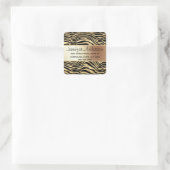 Zebra strepen safari dierenprint goud zwart chic vierkante sticker (Tas)