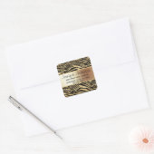Zebra strepen safari dierenprint goud zwart chic vierkante sticker (Envelop)
