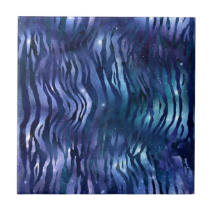 Zebra Strepen Schitterende Ster Blauwe Sterrennach Tegeltje