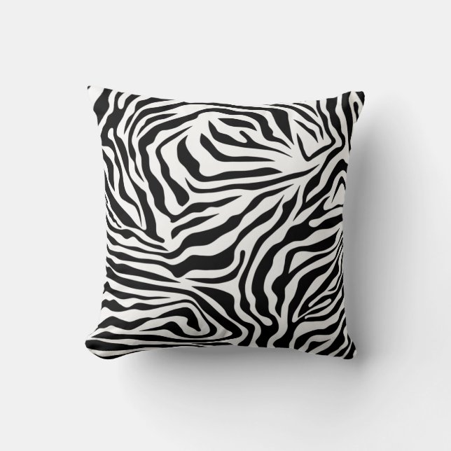 Zebra Strepen Zwart En Wit Wild Dier Print Kussen (Voorkant)