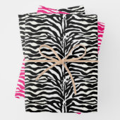 Zebra Strepen, Zwart & Wit, Hot Pink Inpakpapier Vel (In situ)