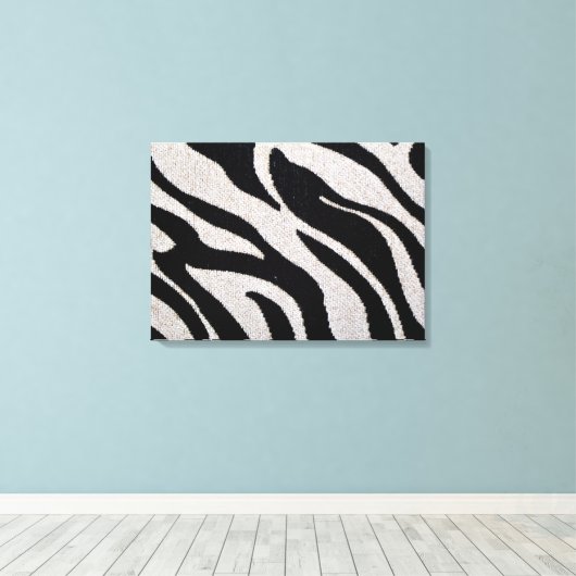 Zebra Strepen Zwart & Wit Verpakt Canvas (Insitu (Houten vloer))