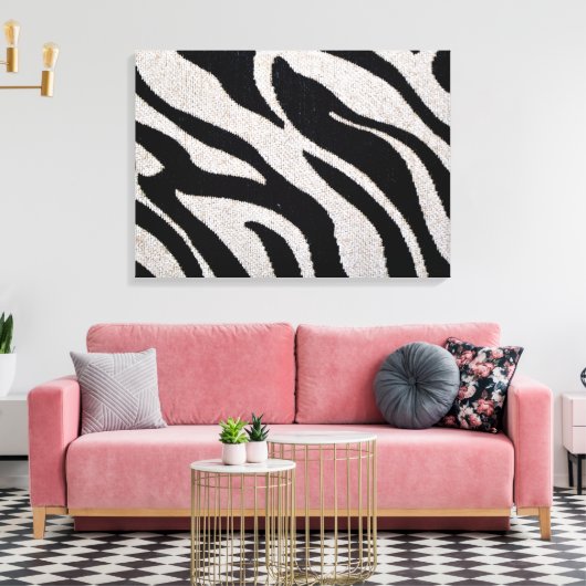 Zebra Strepen Zwart & Wit Verpakt Canvas (Insitu (Woonkamer))
