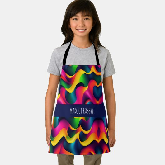 Zebra Strides golven regenboog isometrisch patroon Schort (Insitu)