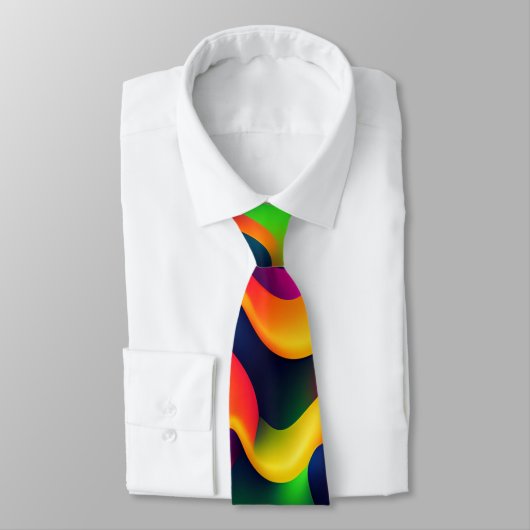 Zebra Strides golven regenboog isometrisch patroon Stropdas (Gebonden)