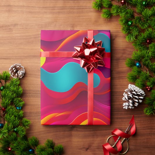 Zebra Strides golven Roze Navy Rainbow Pattern Cadeaupapier (Feestdagen Geschenken)