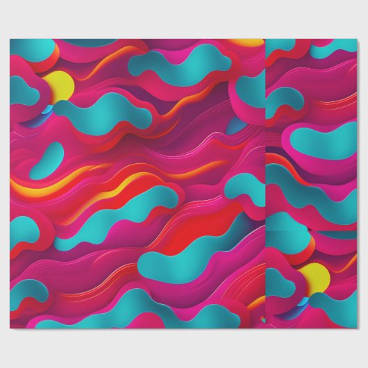 Zebra Strides golven Roze Navy Rainbow Pattern Cadeaupapier (Vlak)