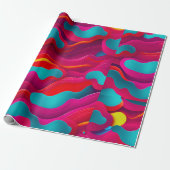 Zebra Strides golven Roze Navy Rainbow Pattern Cadeaupapier (Uitgerold)