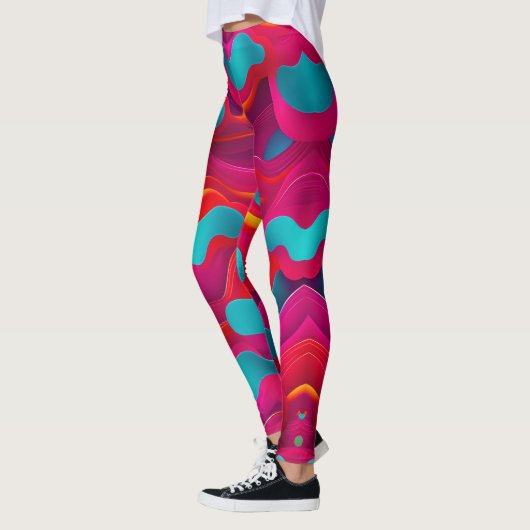 Zebra Strides golven Roze Navy Rainbow Pattern Leggings (Links)