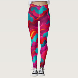 Zebra Strides golven Roze Navy Rainbow Pattern Leggings