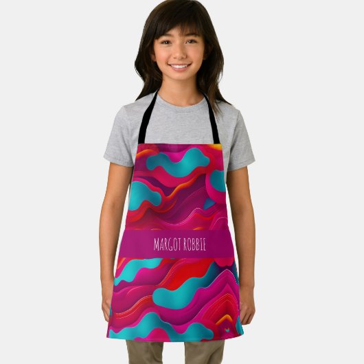 Zebra Strides golven Roze Navy Rainbow Pattern Schort (Insitu)