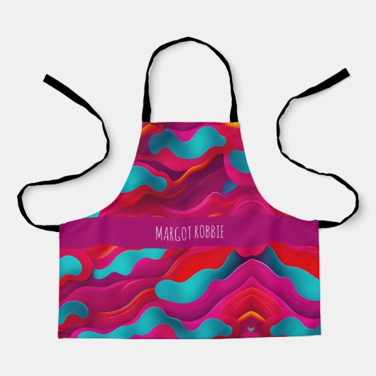 Zebra Strides golven Roze Navy Rainbow Pattern Schort (Voorkant)