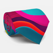 Zebra Strides golven Roze Navy Rainbow Pattern Stropdas (Opgerold)