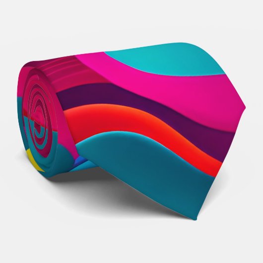 Zebra Strides golven Roze Navy Rainbow Pattern Stropdas (Opgerold)