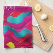 Zebra Strides golven Roze Navy Rainbow Pattern Theedoek (Quarter Fold)