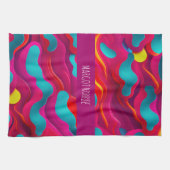 Zebra Strides golven Roze Navy Rainbow Pattern Theedoek (Horizontaal)