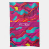 Zebra Strides golven Roze Navy Rainbow Pattern Theedoek (Verticaal)