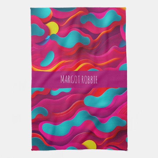 Zebra Strides golven Roze Navy Rainbow Pattern Theedoek (Verticaal)