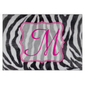 Zebra Stripe Animal Monogram Glassnijplank Snijplank (Voorkant)
