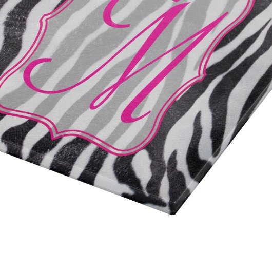 Zebra Stripe Animal Monogram Glassnijplank Snijplank (Hoek)