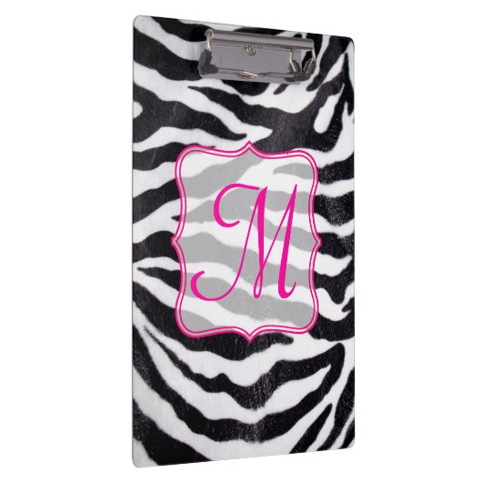 Zebra Stripe Animal Monogram Initiaal Klembord (Rechts)