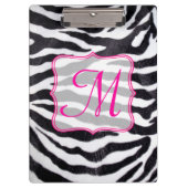 Zebra Stripe Animal Monogram Initiaal Klembord (Voorkant)