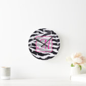 Zebra Stripe Animal Monogram Initialen wandklok (Huis)