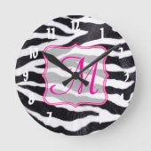 Zebra Stripe Animal Monogram Initialen wandklok (Voorkant)
