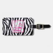 Zebra Stripe Animal Print Monogram Bagagelabel (Voorkant horizontaal)