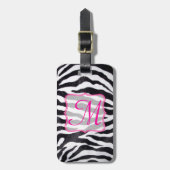 Zebra Stripe Animal Print Monogram Bagagelabel (Voorkant verticaal)