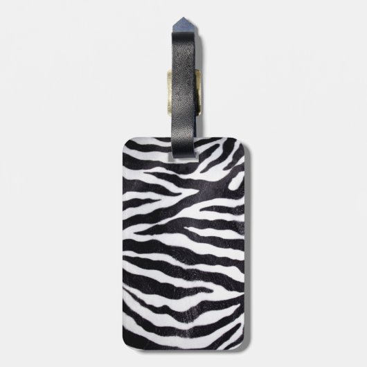 Zebra Stripe Animal Print Monogram Bagagelabel (Achterkant verticaal)