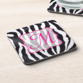 Zebra Stripe Animal Print Monogram Drink Onderzett Drankjes Onderzetter (Linkerzijde)