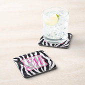 Zebra Stripe Animal Print Monogram Drink Onderzett Drankjes Onderzetter (Rechterzijde)