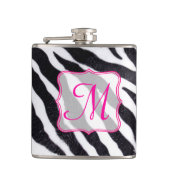 Zebra Stripe Animal Print Monogram Whiskey Flask Heupfles (Voorkant)