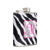 Zebra Stripe Animal Print Monogram Whiskey Flask Heupfles (Rechts)
