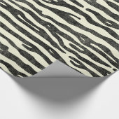 Zebra Stripe Animal Print Patroon Black Beige Chic Cadeaupapier (Hoek)