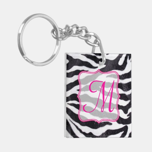 Zebra Stripe Animal Print Wild Cat Safar Sleutelha Sleutelhanger (Voorkant Links)