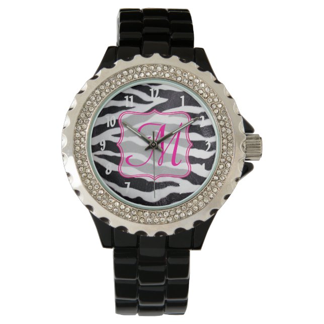 Zebra Stripe Animal Print Wild Cat Safari Horloge (Voorkant)