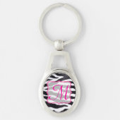 Zebra Stripe Animal Print Wilde Digitale Sleutelha Sleutelhanger (Voorkant)
