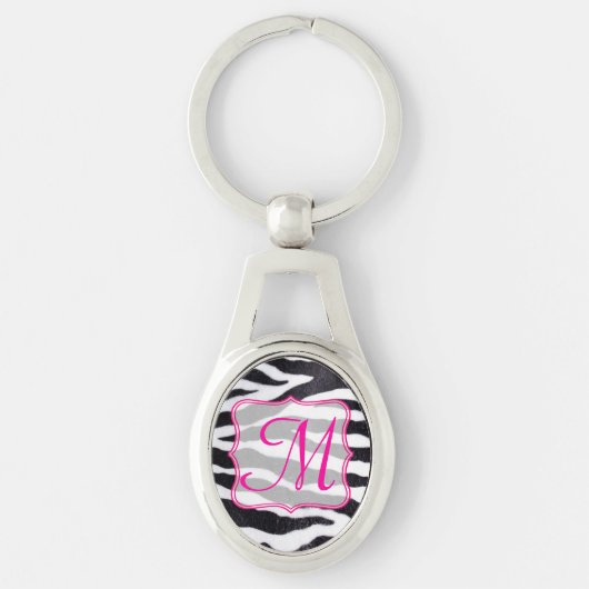 Zebra Stripe Animal Print Wilde Digitale Sleutelha Sleutelhanger (Voorkant)