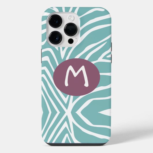 Zebra Stripe Any Color Monogram iPhone 4 Hoesje (Achterkant)