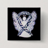 Zebra Stripe Awareness Ribbon Angel Art Button (Voorkant)