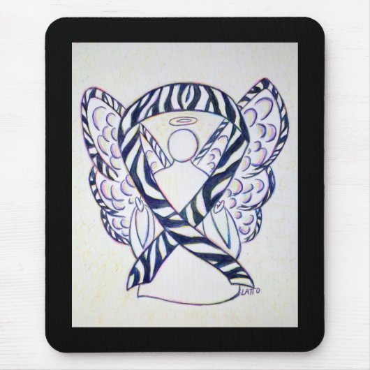 Zebra Stripe Awareness Ribbon Angel Art Mousepad Muismat (Voorkant)