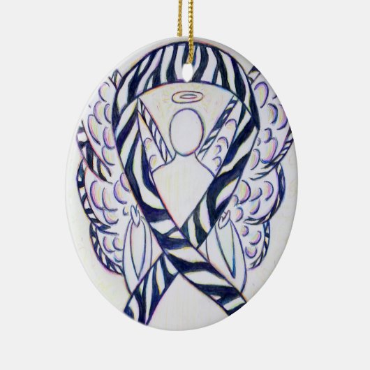 Zebra Stripe Awareness Ribbon Angel Art Ornamenten (Rechts)