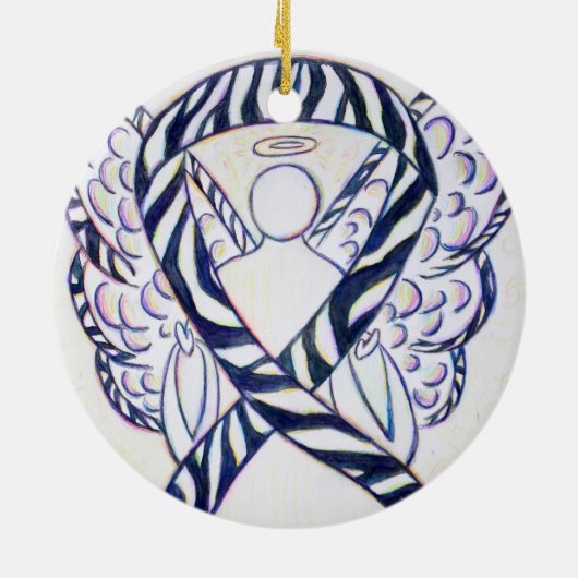 Zebra Stripe Awareness Ribbon Angel Art Ornamenten (Achterkant)