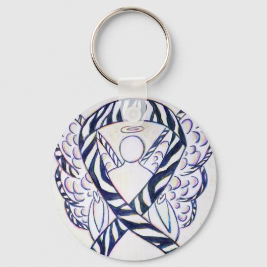 Zebra Stripe Awareness Ribbon Angel Art Sleutelhan Sleutelhanger (Voorkant)