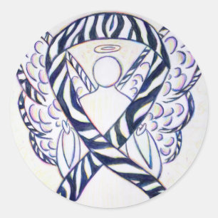 Zebra Stripe Awareness Ribbon Angel Art Stickers