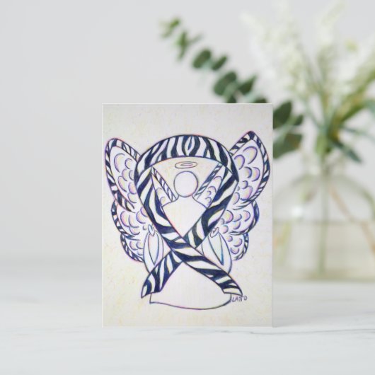 Zebra Stripe Awareness Ribbon Angel Briefkaarten (Staand voorkant)